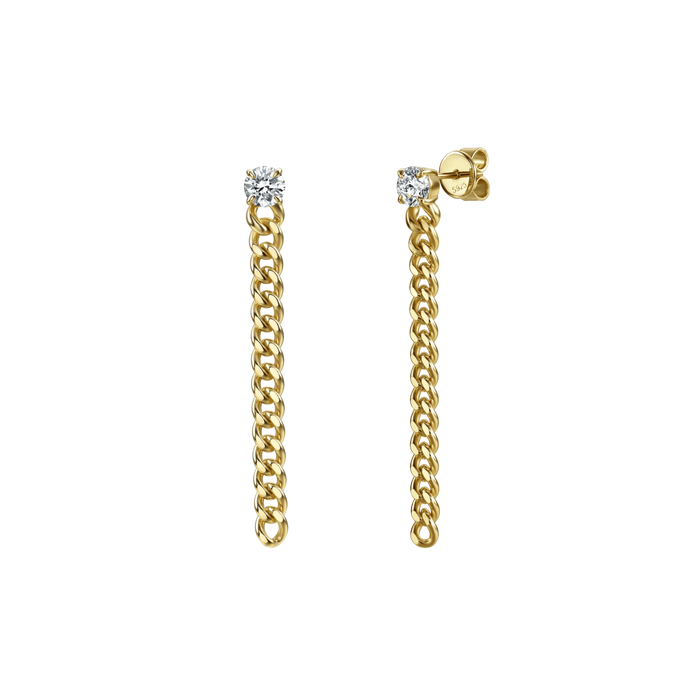  Ami round curb-link earrings 1ct - Round Diamond Curb Chain Earrings -  The Future Rocks -    1 