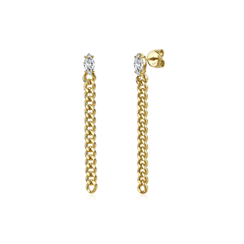  Anya marquise curb-link earrings 1ct - Marquise Diamond Curb Chain Earrings -  The Future Rocks -    1 