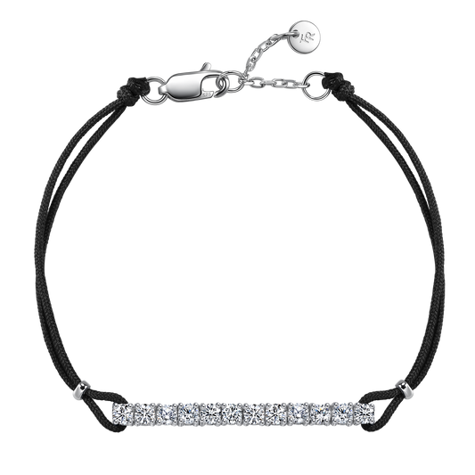 Pavé black cord bracelet 0.6ct - Pavé Diamond Bracelet - Black Cord Bracelet -  The Future Rocks -    2