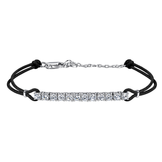 Pavé black cord bracelet 0.6ct - Pavé Diamond Bracelet - Black Cord Bracelet -  The Future Rocks -    1