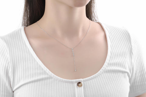  Bubbly necklace I - Lab-Grown Bezel Diamond Lariat Necklace -  The Future Rocks  -    2 