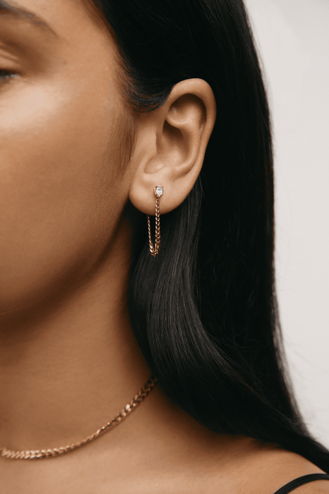  Chuva chain earrings - Lab-Grown Diamond Gold Chain Earrings -  The Future Rocks  -    3 