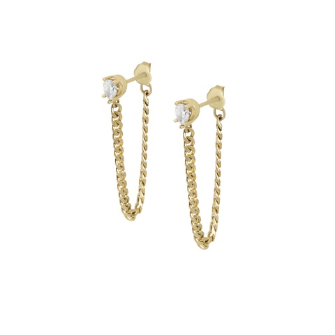  Chuva chain earrings - Lab-Grown Diamond Gold Chain Earrings -  The Future Rocks  -    2 