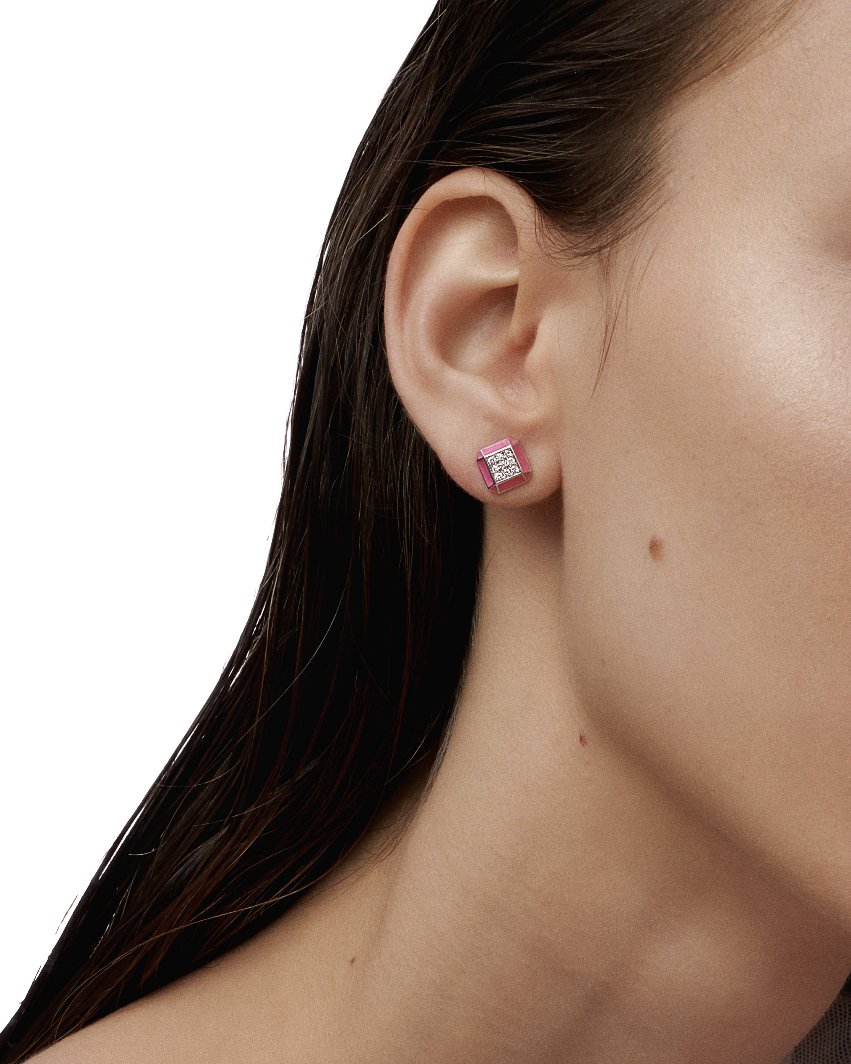  Eternity pink enamel studs - Eternity pink enamel studs -  The Future Rocks -    2 