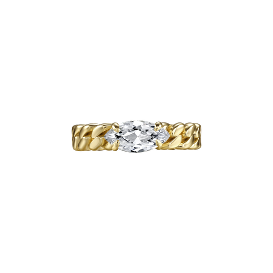 Marquise curb-link ring 1ct - Marquise Diamond Curb Chain Ring  -  The Future Rocks -    1