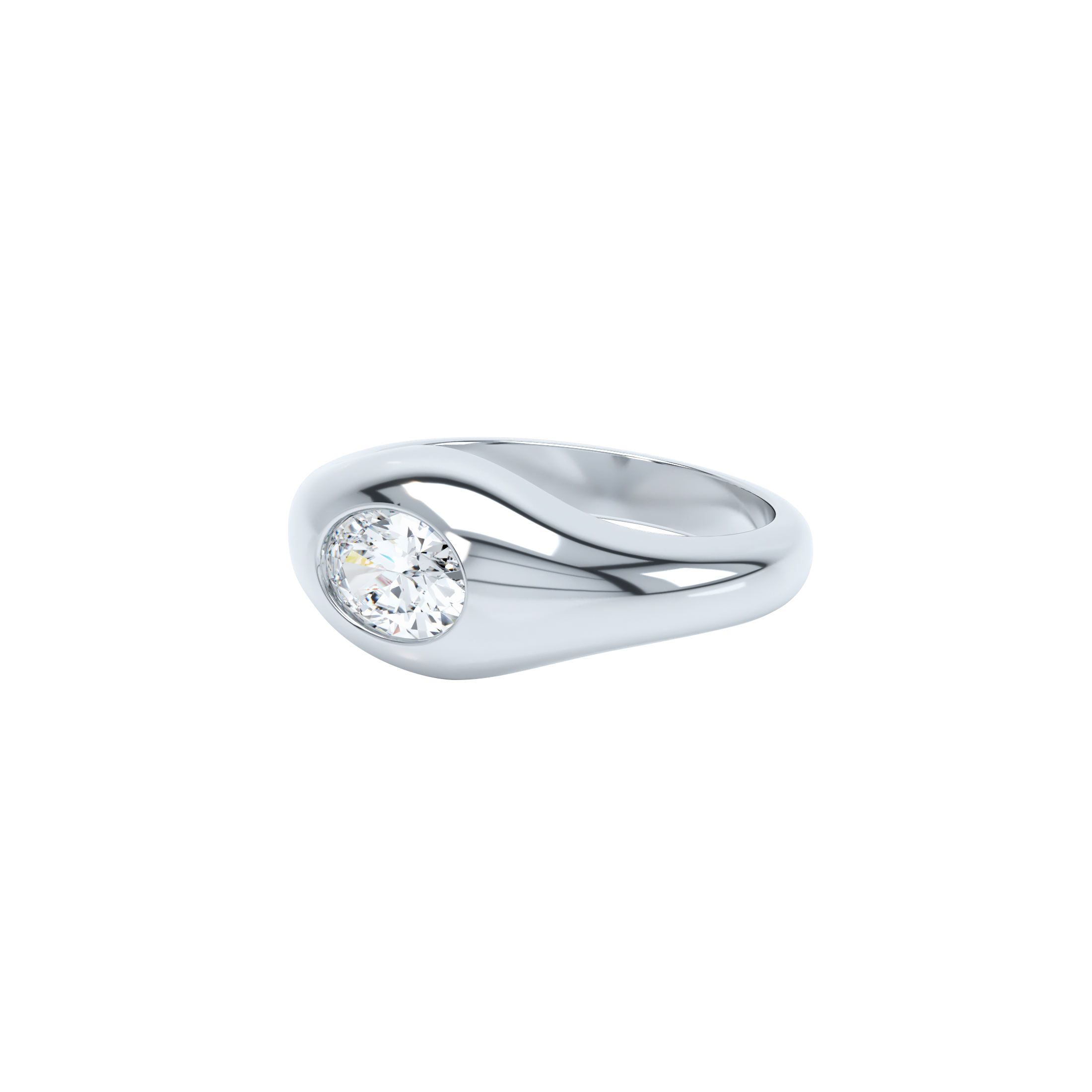  Curve diamond signet ring - Curve diamond signet ring -  The Future Rocks -    3 