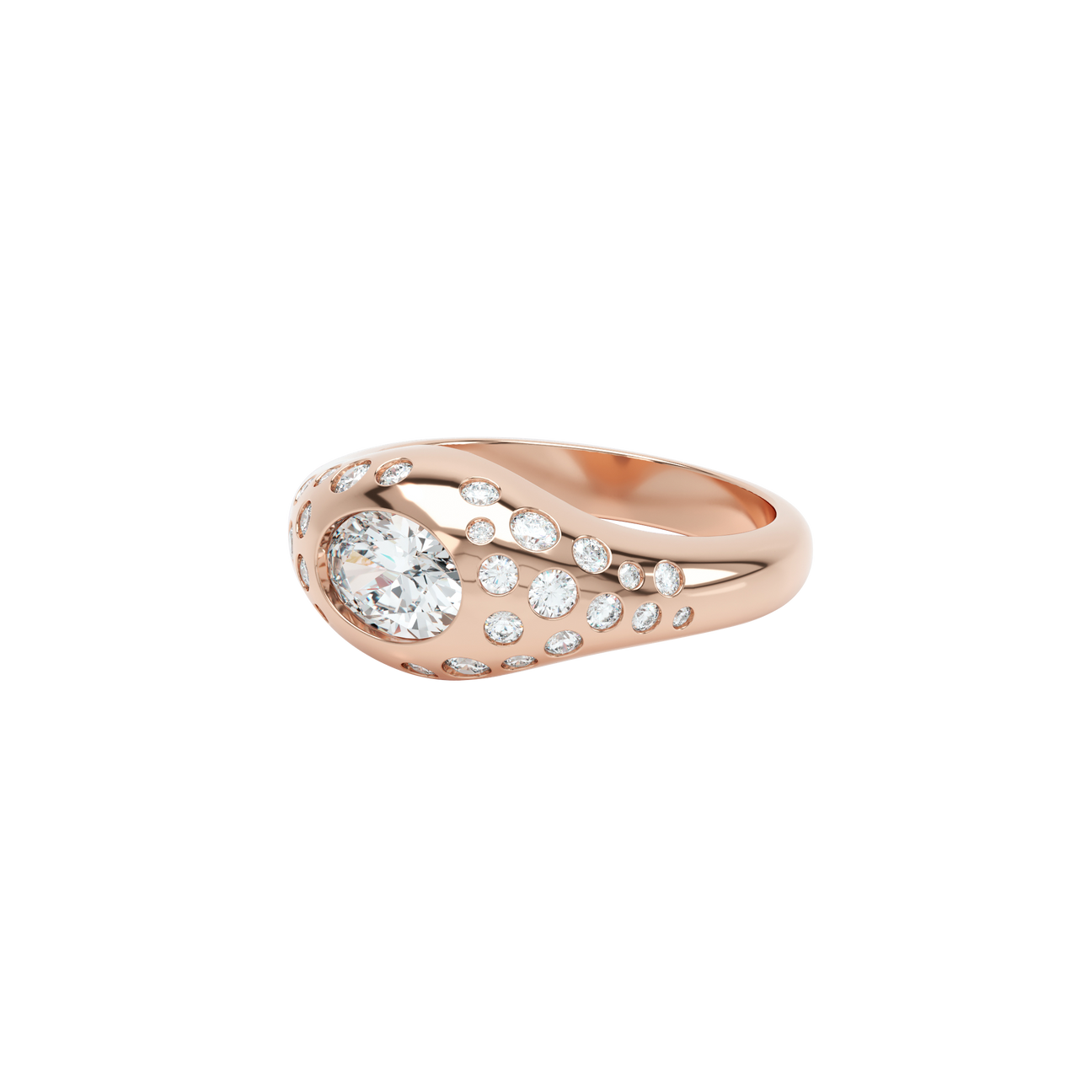  Curve scattered diamond signet ring - Curve Scattered Diamond Signet Ring -  The Future Rocks -    5 