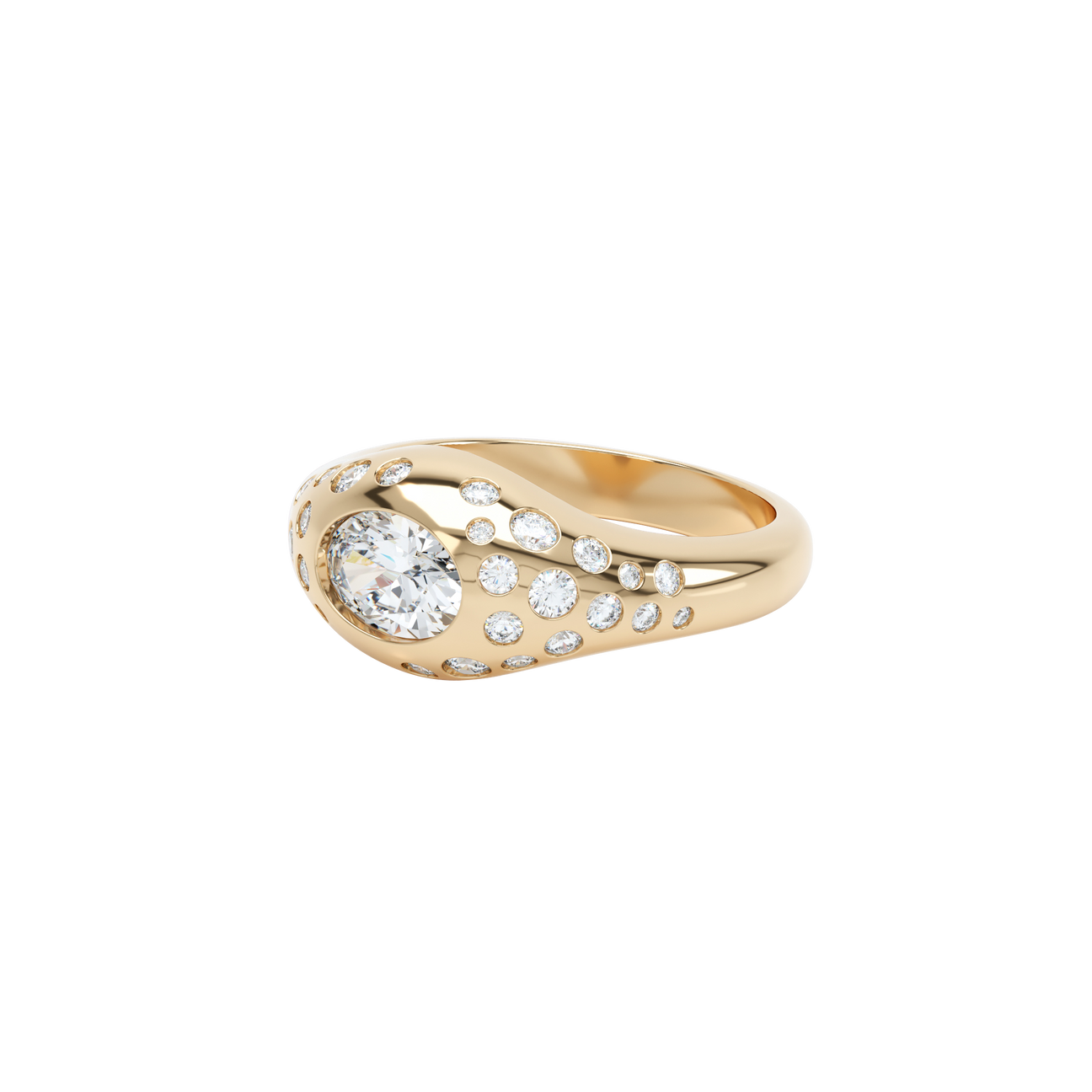  Curve scattered diamond signet ring - Curve scattered diamond signet ring -  The Future Rocks -    1 