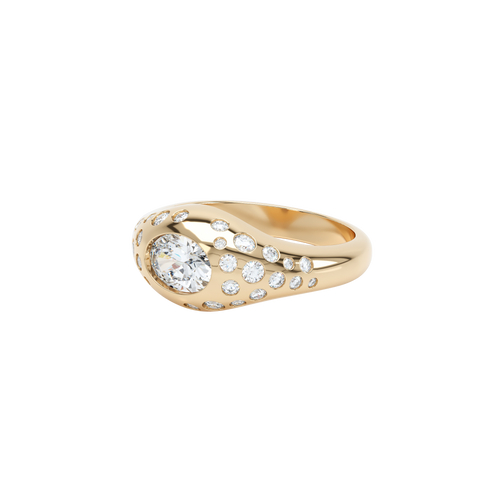  Curve scattered diamond signet ring - Curve scattered diamond signet ring -  The Future Rocks -    1 