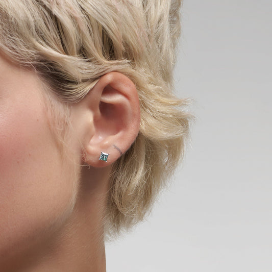 Princess flatback earrings - Princess Cut Blue Diamond Flatback Earrings -  The Future Rocks -    2