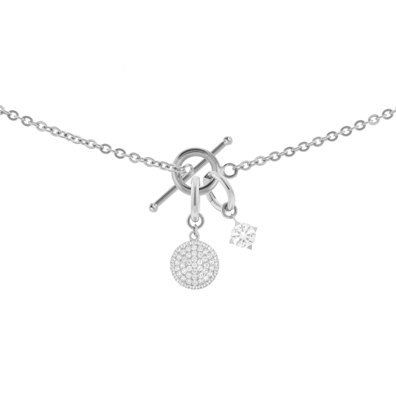 Gaia necklace with 2 charms in 925 sterling silver