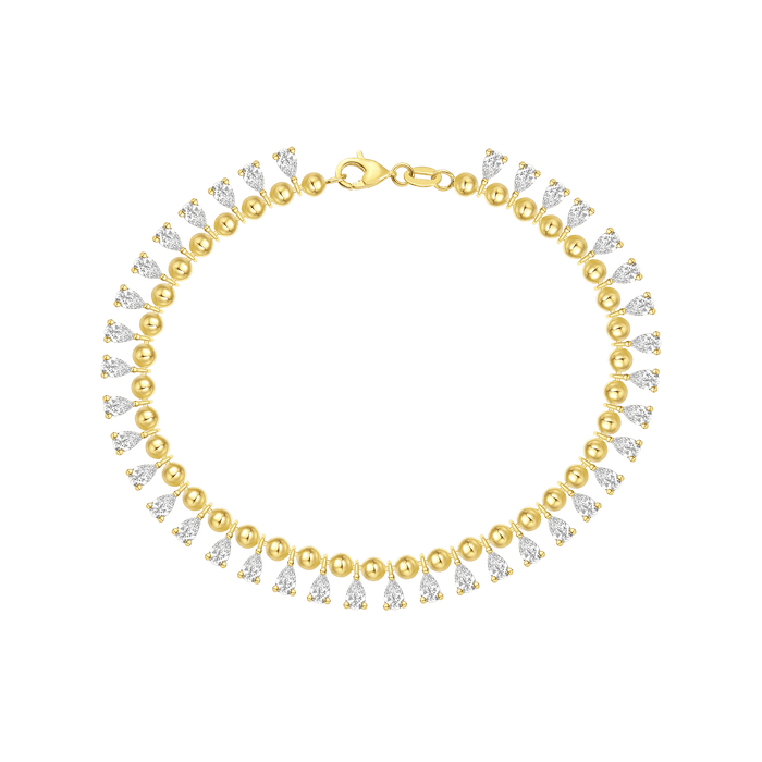  Love beads pear bead ball bracelet - 18K Gold Beaded Bracelet with Pear Diamonds -  The Future Rocks -    1 