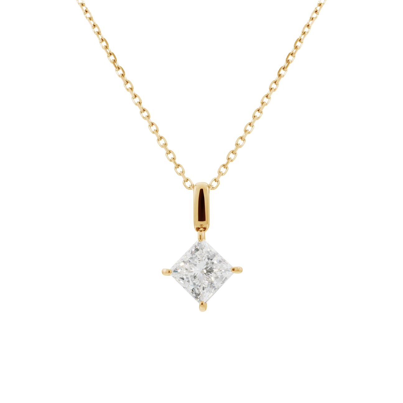  Mercury solitaire bale necklace 1ct - Princess Cut Lab-Grown Diamond Solitaire Bale Necklace 1ct -  The Future Rocks -    1 