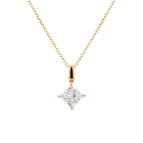  Mercury solitaire bale necklace 1ct - Princess Cut Lab-Grown Diamond Solitaire Bale Necklace 1ct -  The Future Rocks -    1 