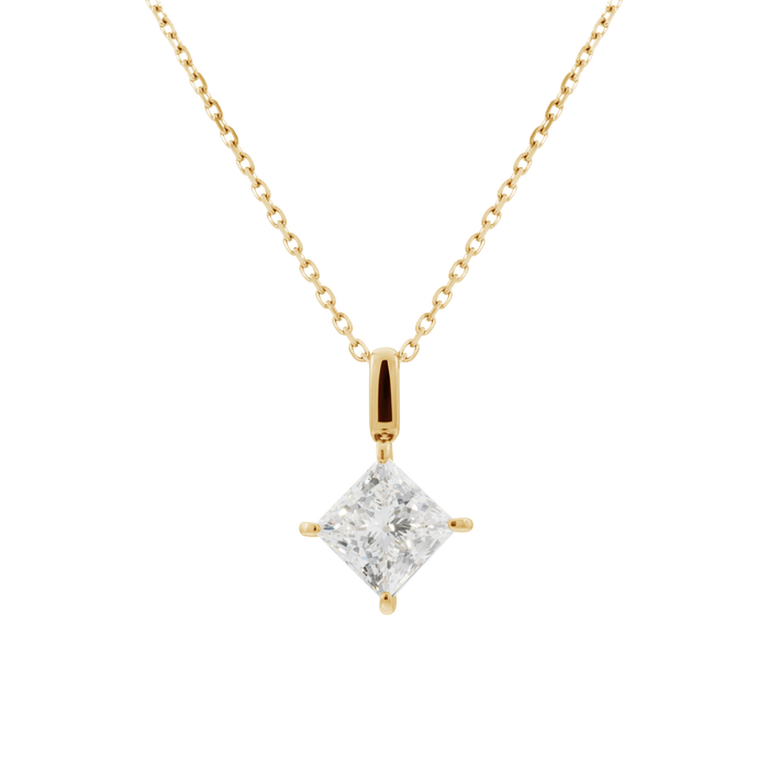  Mercury solitaire bale necklace 2ct - Princess Cut Lab-Grown Diamond Solitaire Bale Necklace 2ct -  The Future Rocks -    1 