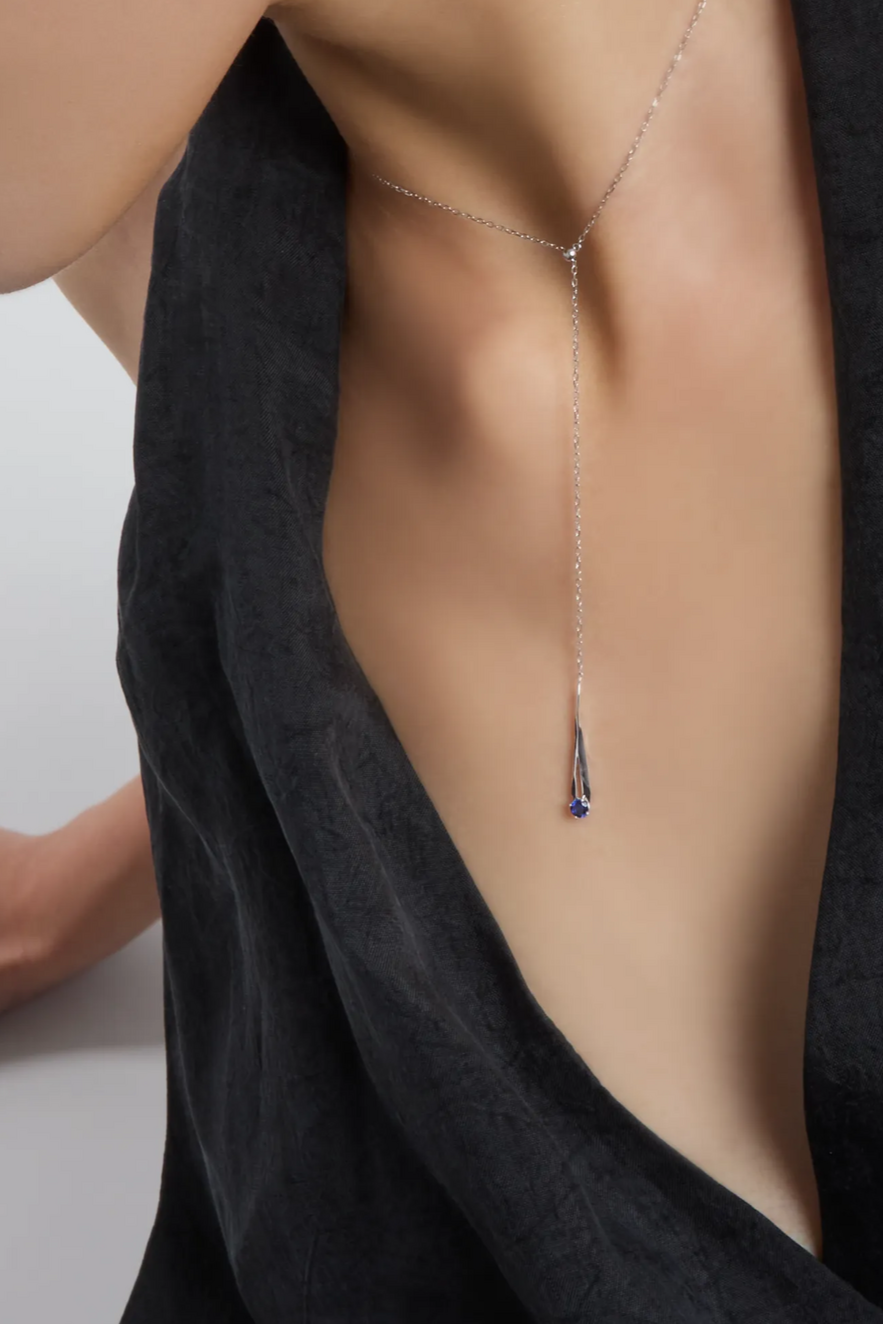  Meteor adjustable blue sapphire lariat necklace - Meteor adjustable blue sapphire lariat necklace -  The Future Rocks -    2 