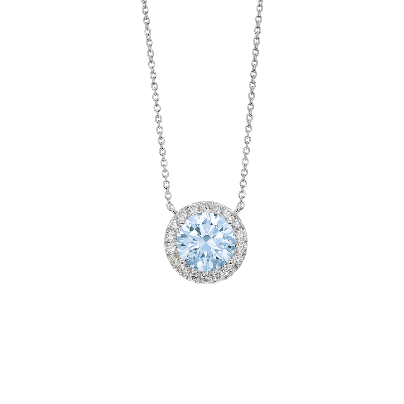  2ct. tw. halo 14k gold pendant necklace with blue lab-grown diamonds - 2ct. Lab-Grown Diamond Halo Pendant Necklace -  The Future Rocks -    1 