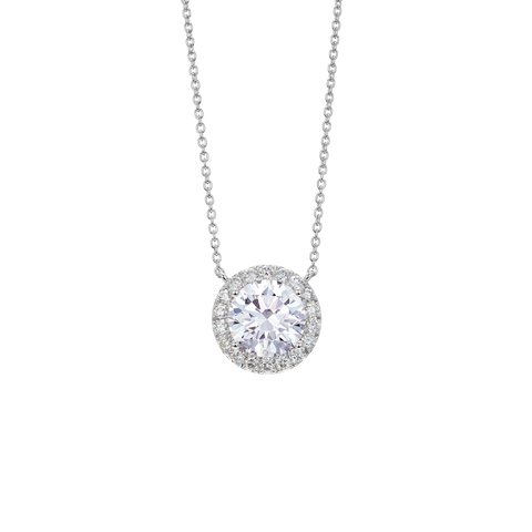  2ct. tw. halo 14k gold pendant necklace - 2ct. tw. halo 14k gold pendant necklace -  The Future Rocks  -    7 