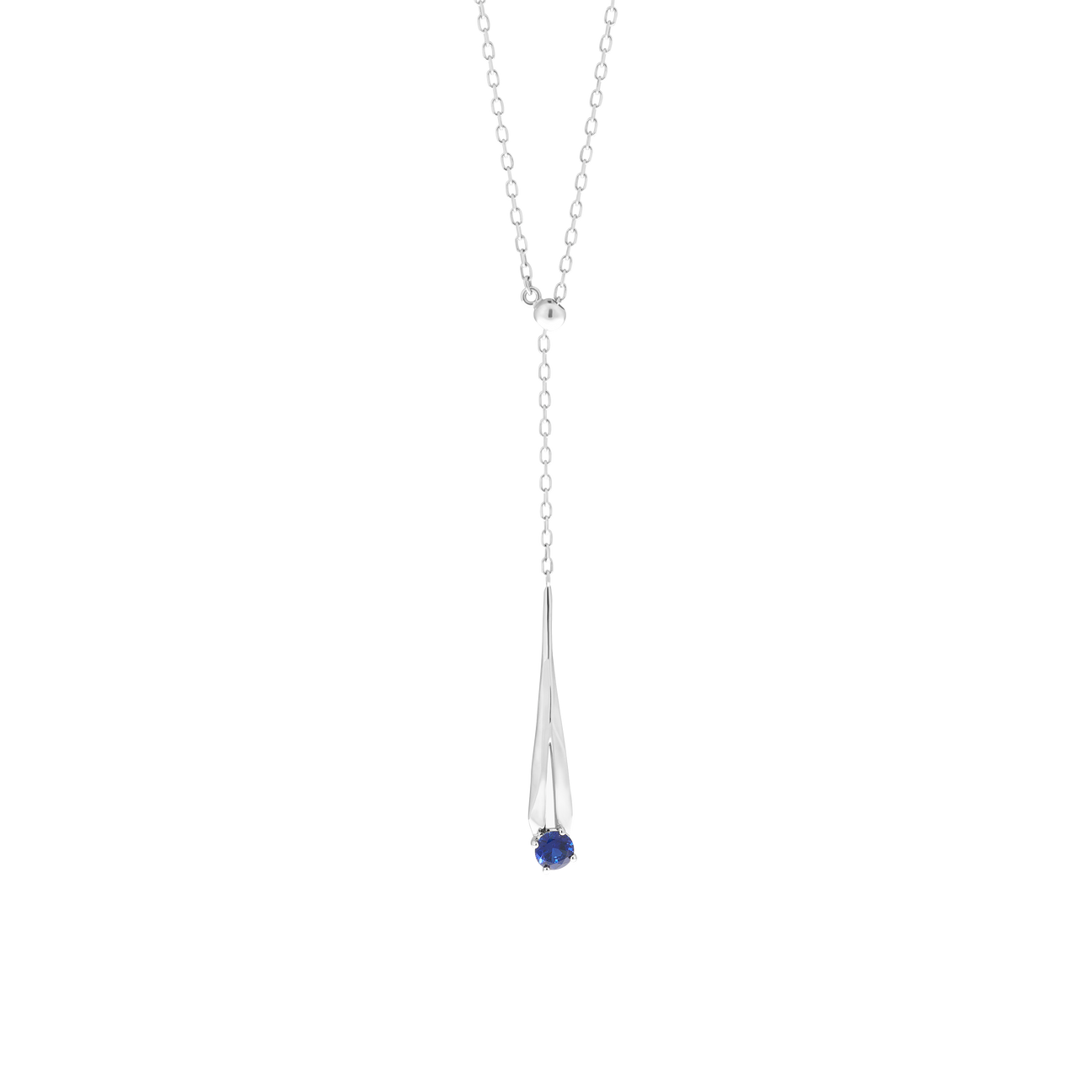  Meteor adjustable blue sapphire lariat necklace - Lab-Grown Blue Sapphire Lariat Necklace -  The Future Rocks -    1 