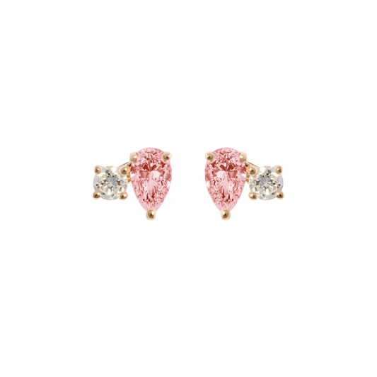  Pear pink duo studs 0.3ct - Pear pink duo studs 0.3ct -  The Future Rocks -    1 