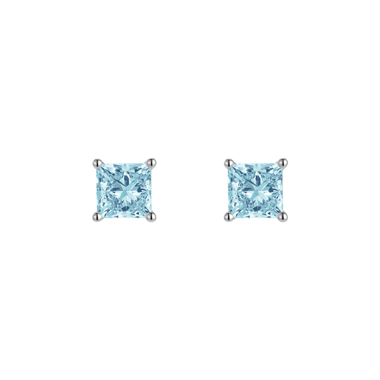 Princess flatback earrings - Princess Cut Blue Diamond Flatback Earrings -  The Future Rocks -    1