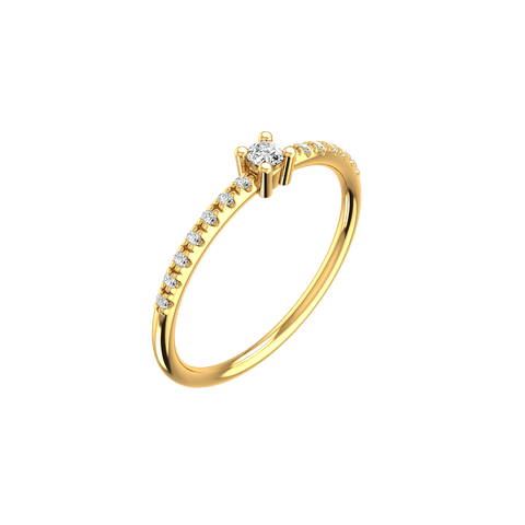  Mini solitaire pave ring - Lab-Grown Diamond Mini Solitaire Pave Ring -  The Future Rocks  -    4 