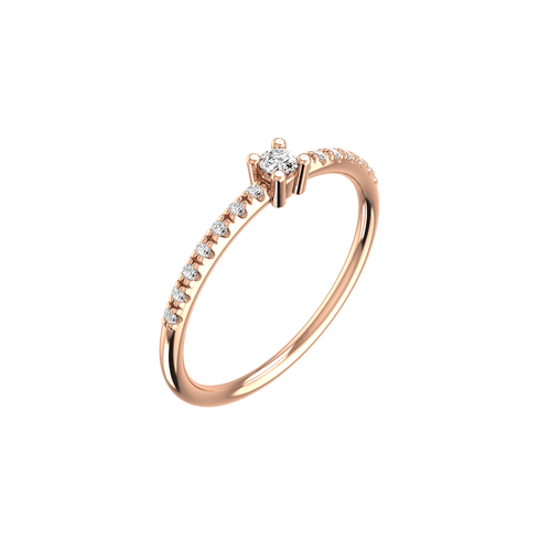  Mini solitaire pave ring - Lab-Grown Diamond Mini Solitaire Pave Ring -  The Future Rocks -    1 