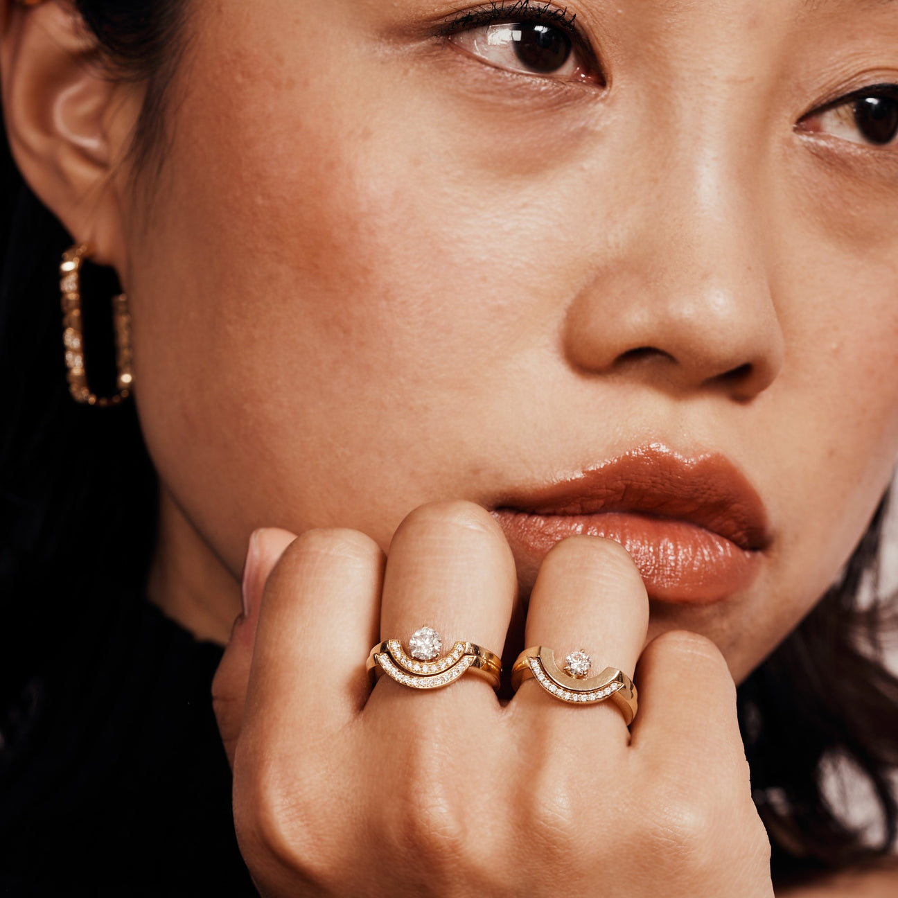  Intrépide grand arc pavée solitaire ring - Intrépide grand arc pavée solitaire ring -  The Future Rocks -    2 