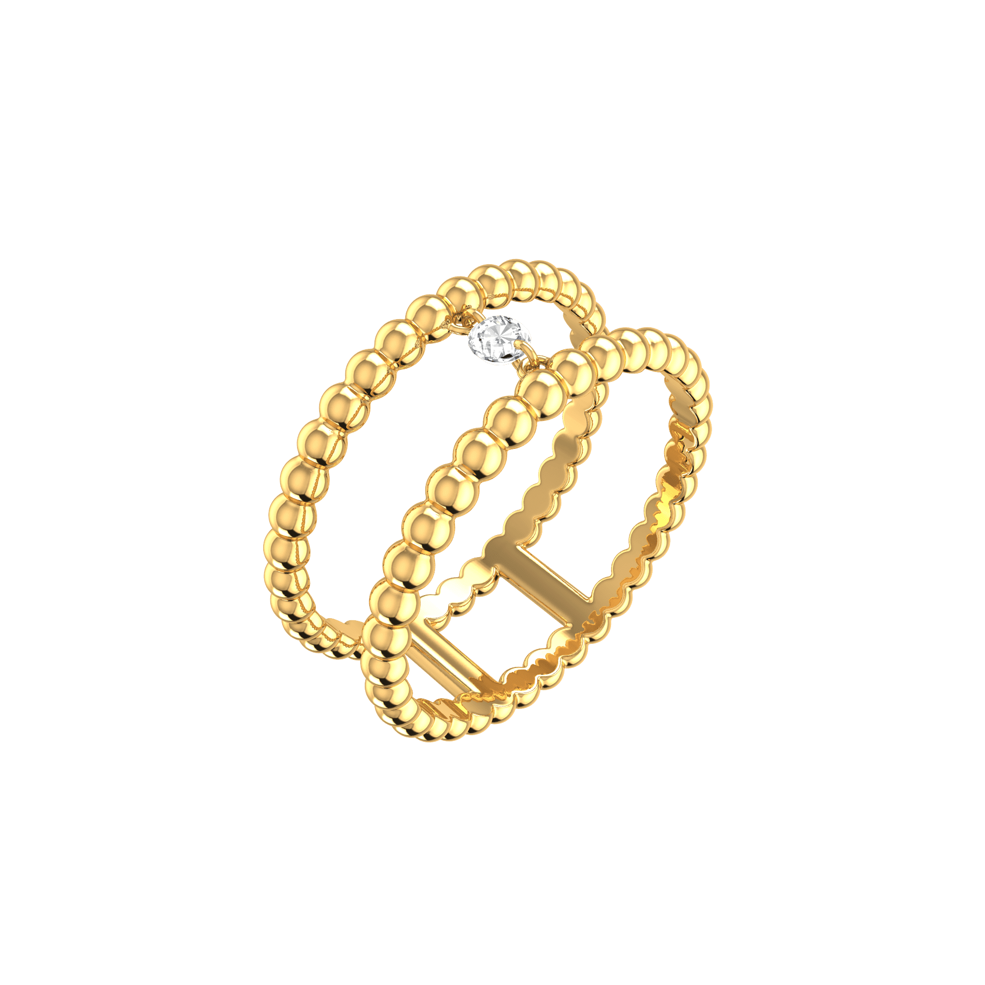  Double nude ring - Double Gold Bubble Ring -  The Future Rocks -    5 