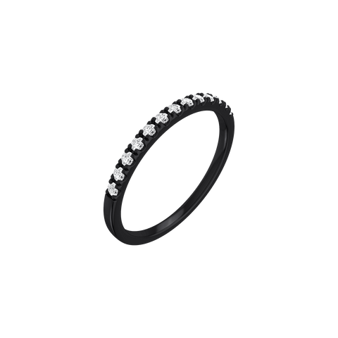  Black essential band half pave ring 2mm - Black Band Half Pave Ring -  The Future Rocks  -    1 