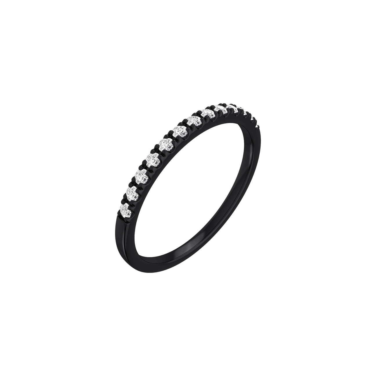  Black essential band half pave ring 2mm - Black Band Half Pave Ring -  The Future Rocks -    1 