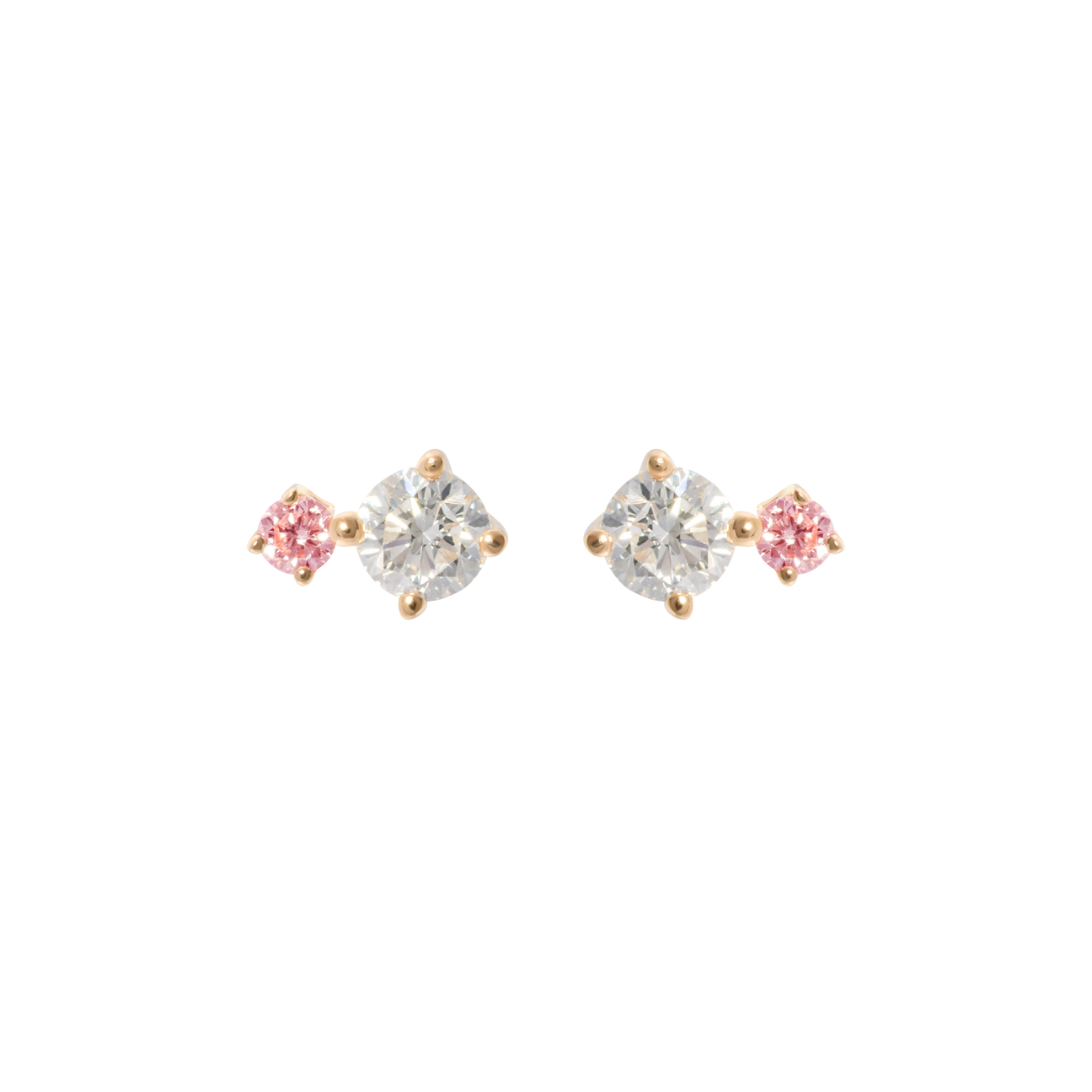  Round pink duo studs 0.4ct - Round Cut Pink Diamond Stud Earrings -  The Future Rocks -    1 