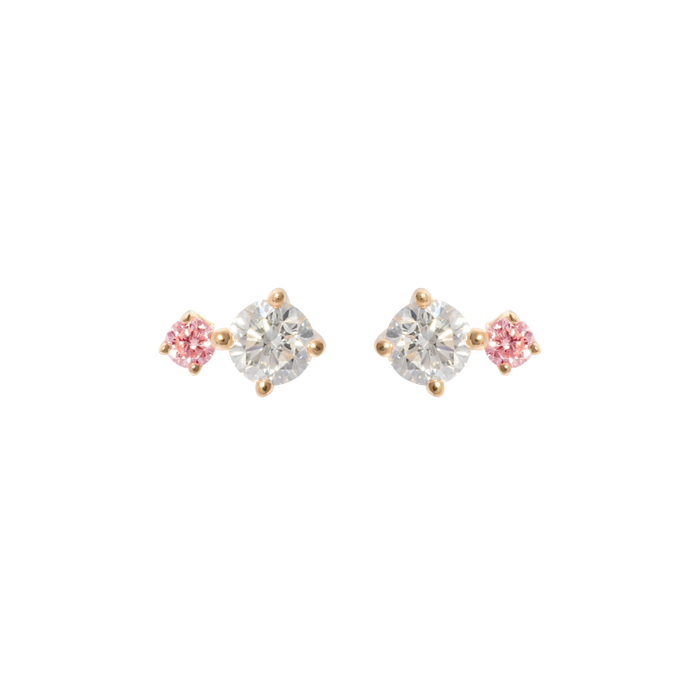  Round pink duo studs 0.4ct - 0.4ct Round Cut Pink Diamond Duo Stud Earrings -  The Future Rocks -    1 