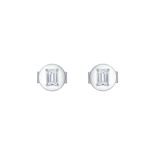  Emerald solitaire studs - Emerald Cut Diamond Earrings -  The Future Rocks -    1 