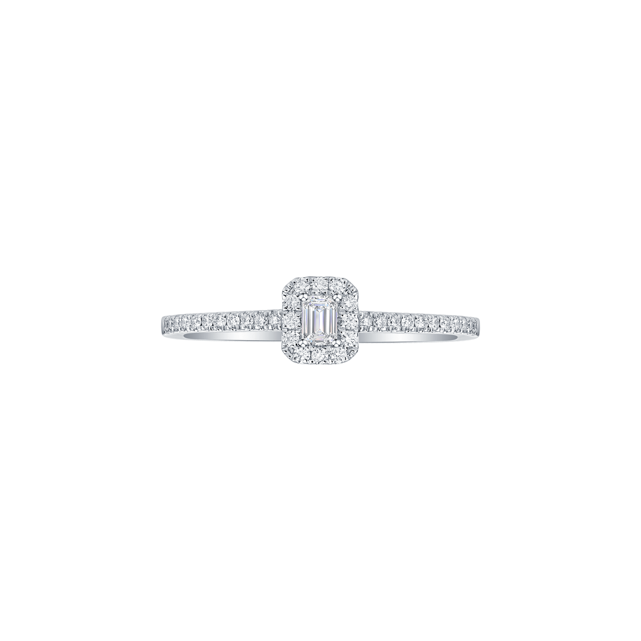  Emerald petite halo ring - Emerald Cut Diamond Petite Halo Ring -  The Future Rocks -    4 