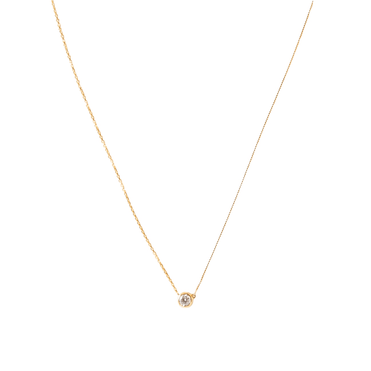  Basic TBN3 round necklace - 18K Gold Solitaire Diamond Necklace -  The Future Rocks -    1 