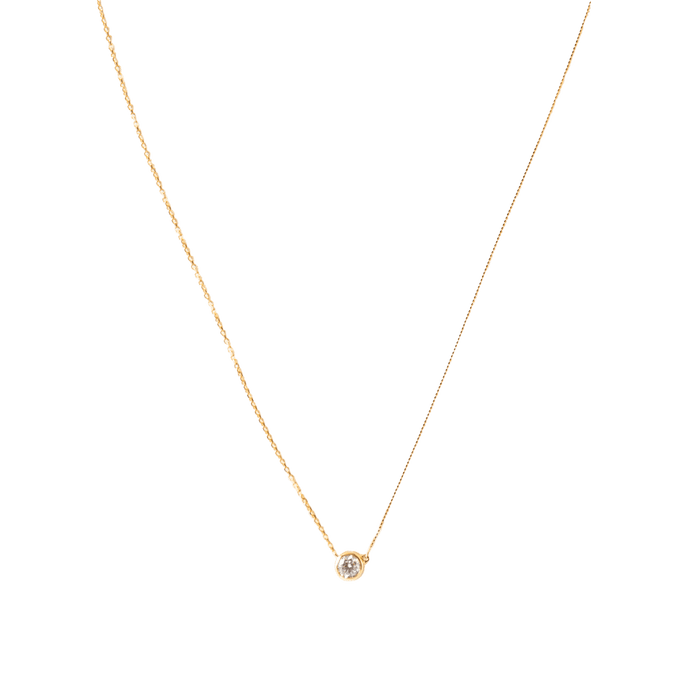  Basic TBN3 round necklace - 18K Gold Solitaire Diamond Necklace -  The Future Rocks -    1 