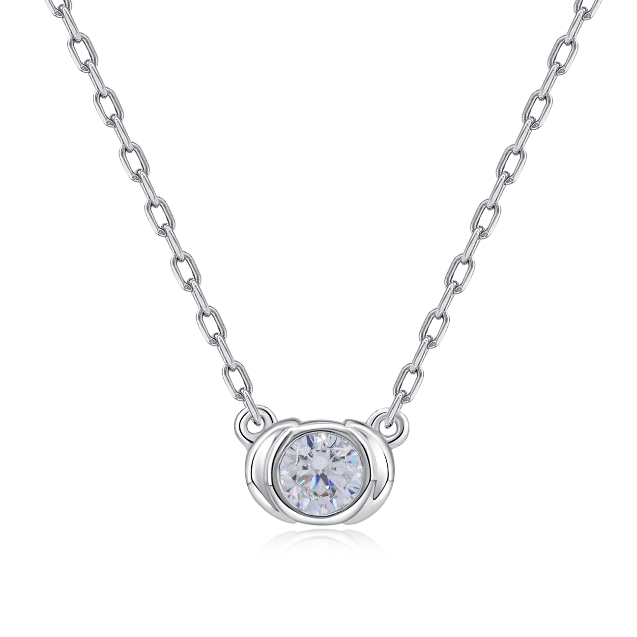 Glimmering guardian silver necklace 0.2ct