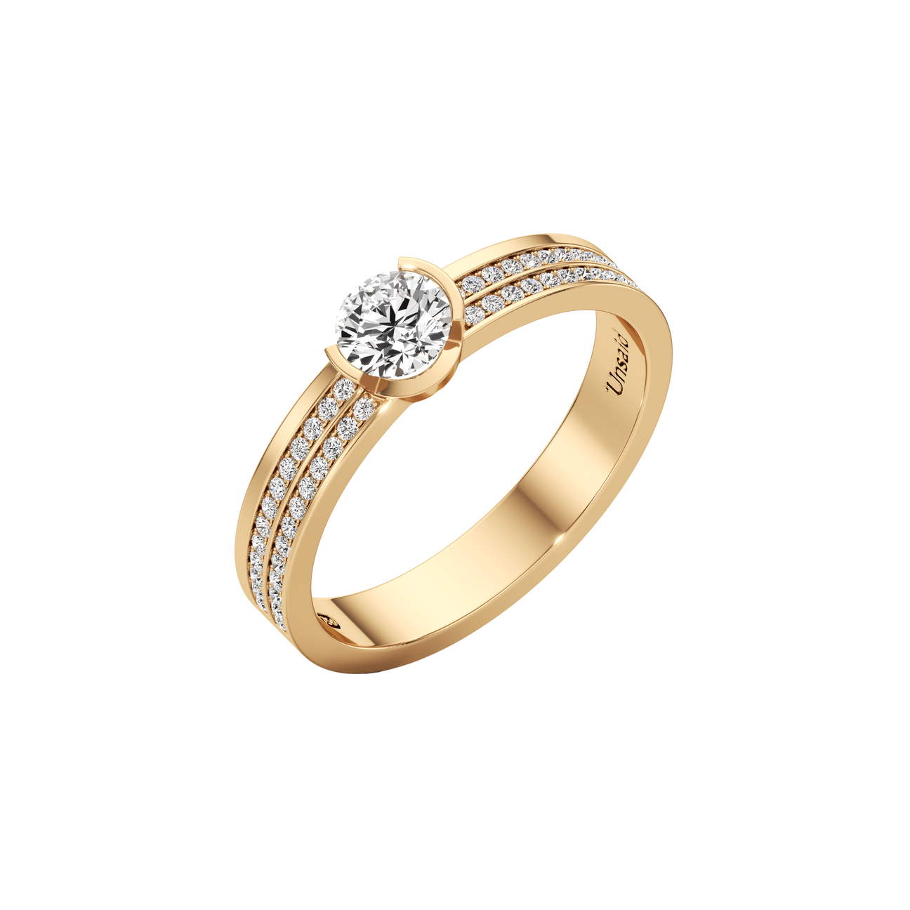  Meta dahlia duo pavé band - Meta Duo Pavé Band Diamond Solitaire Ring -  The Future Rocks -    1 