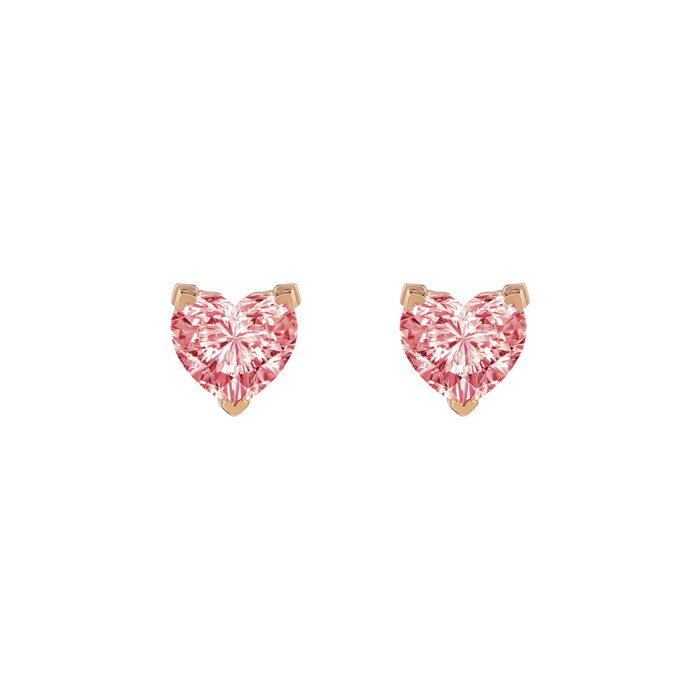  Venus pink solitaire earrings 0.4ct - Heart Shaped Pink Diamond Stud Earrings -  The Future Rocks -    1 