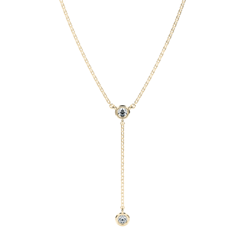  Zahara bezel necklace - Lab-Grown Diamond Bezel Lariat Necklace -  The Future Rocks  -    3 