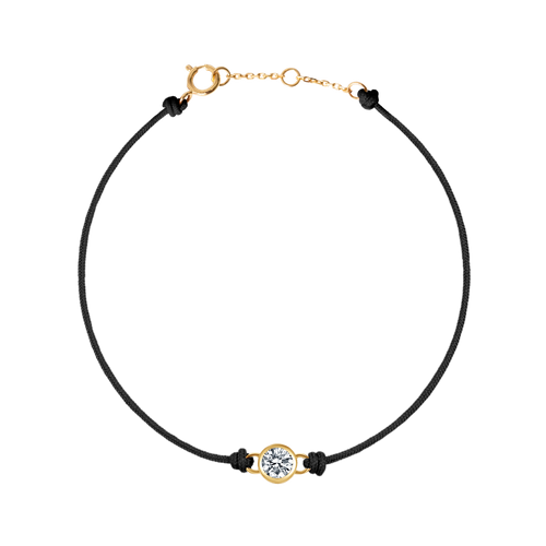  Round brilliant bezel cord bracelet - Black Cord Bracelet with Diamond - Valentine's Day Gifts -  The Future Rocks -    1 