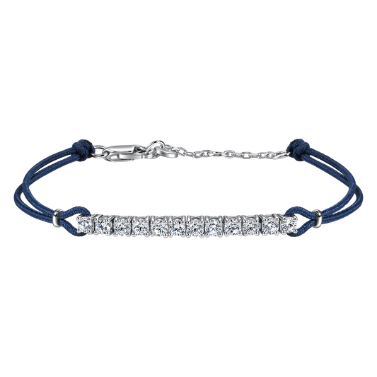 Pavé navy cord bracelet 0.6ct - Diamond Bracelet - Navy Blue Cord Bracelet -  The Future Rocks -    1