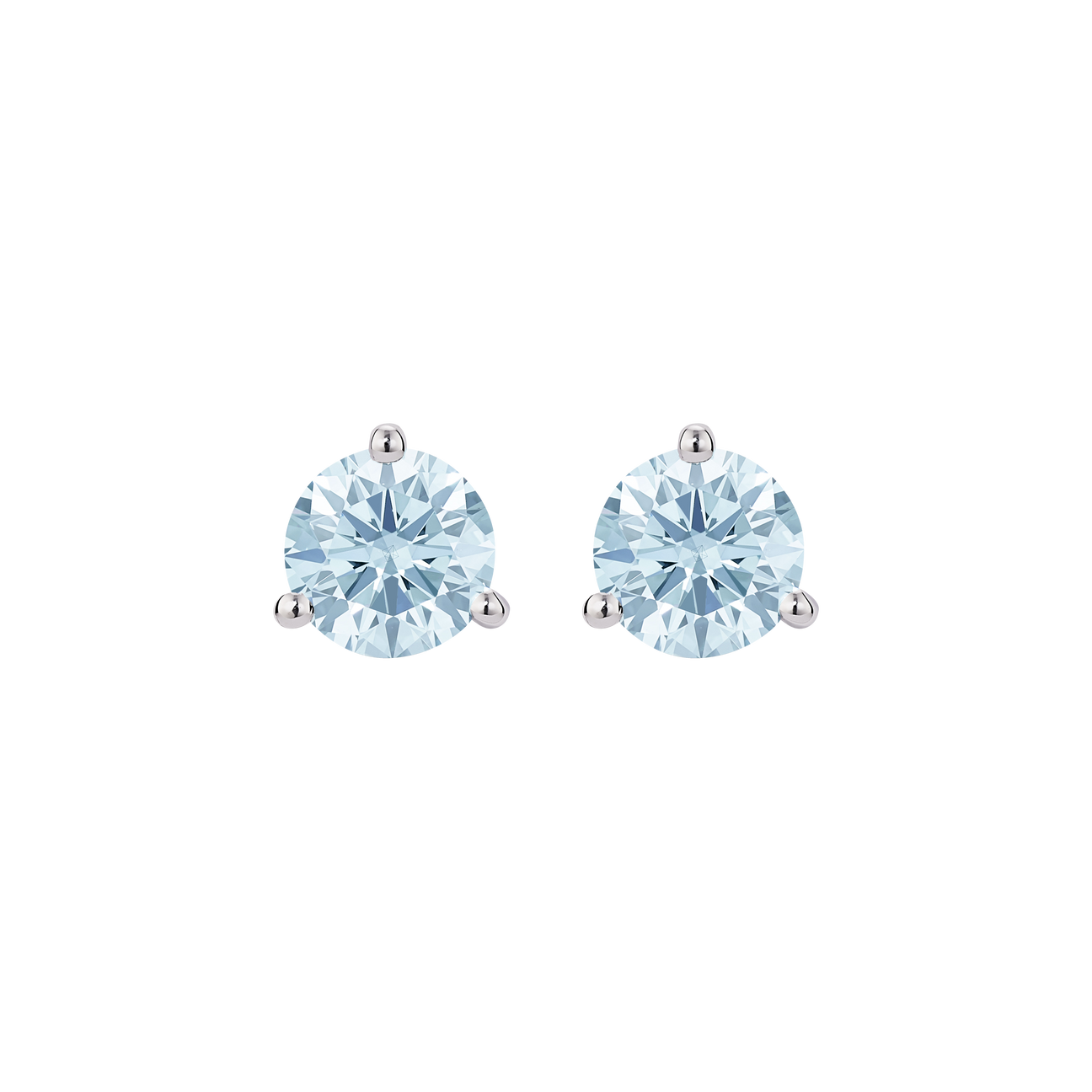  2ct. tw. blue round briliant solitaire 14k gold studs - 2ct. tw. Lab-Grown Blue Diamond Stud Earrings -  The Future Rocks -    1 