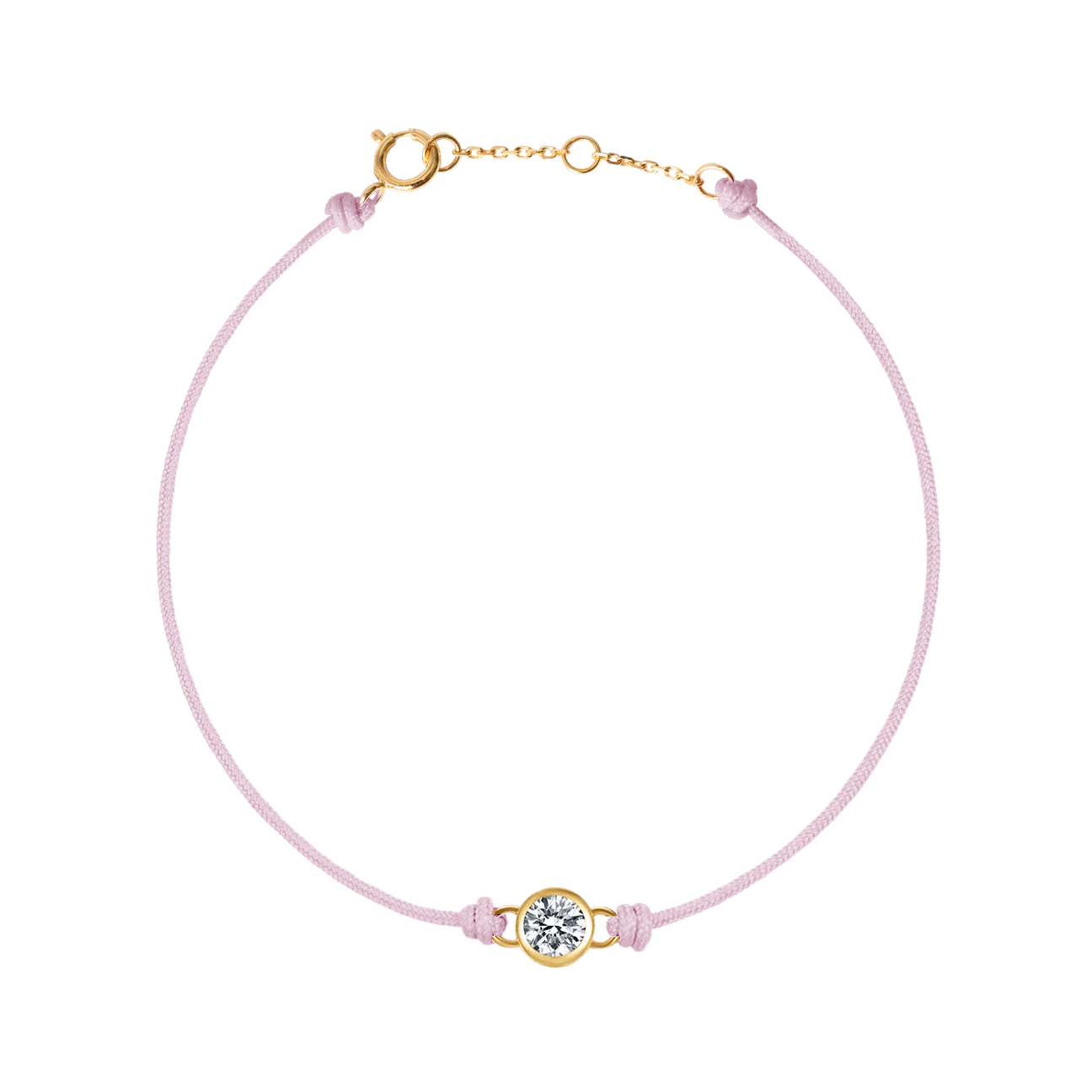 Round brilliant bezel cord bracelet