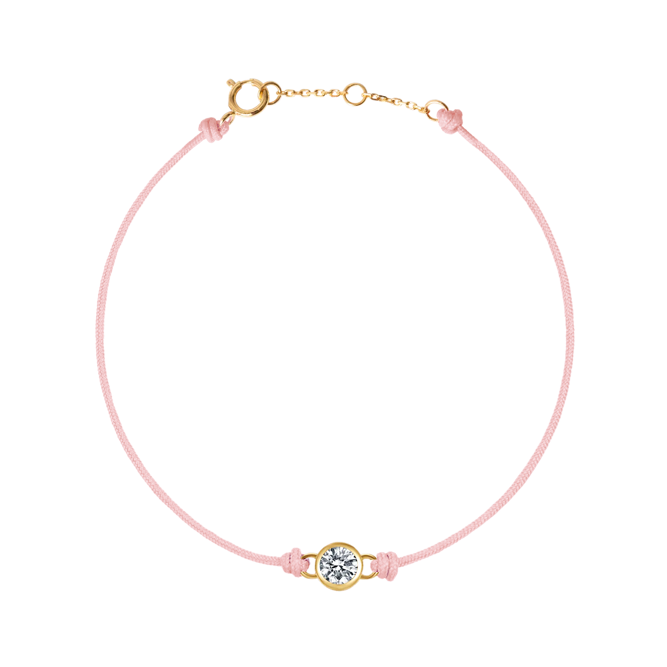  Round brilliant bezel cord bracelet - Light Pink Cord Bracelet with Diamond - Valentine's Day Gifts -  The Future Rocks -    1 