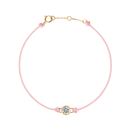  Round brilliant bezel cord bracelet - Light Pink Cord Bracelet with Diamond - Valentine's Day Gifts -  The Future Rocks -    1 