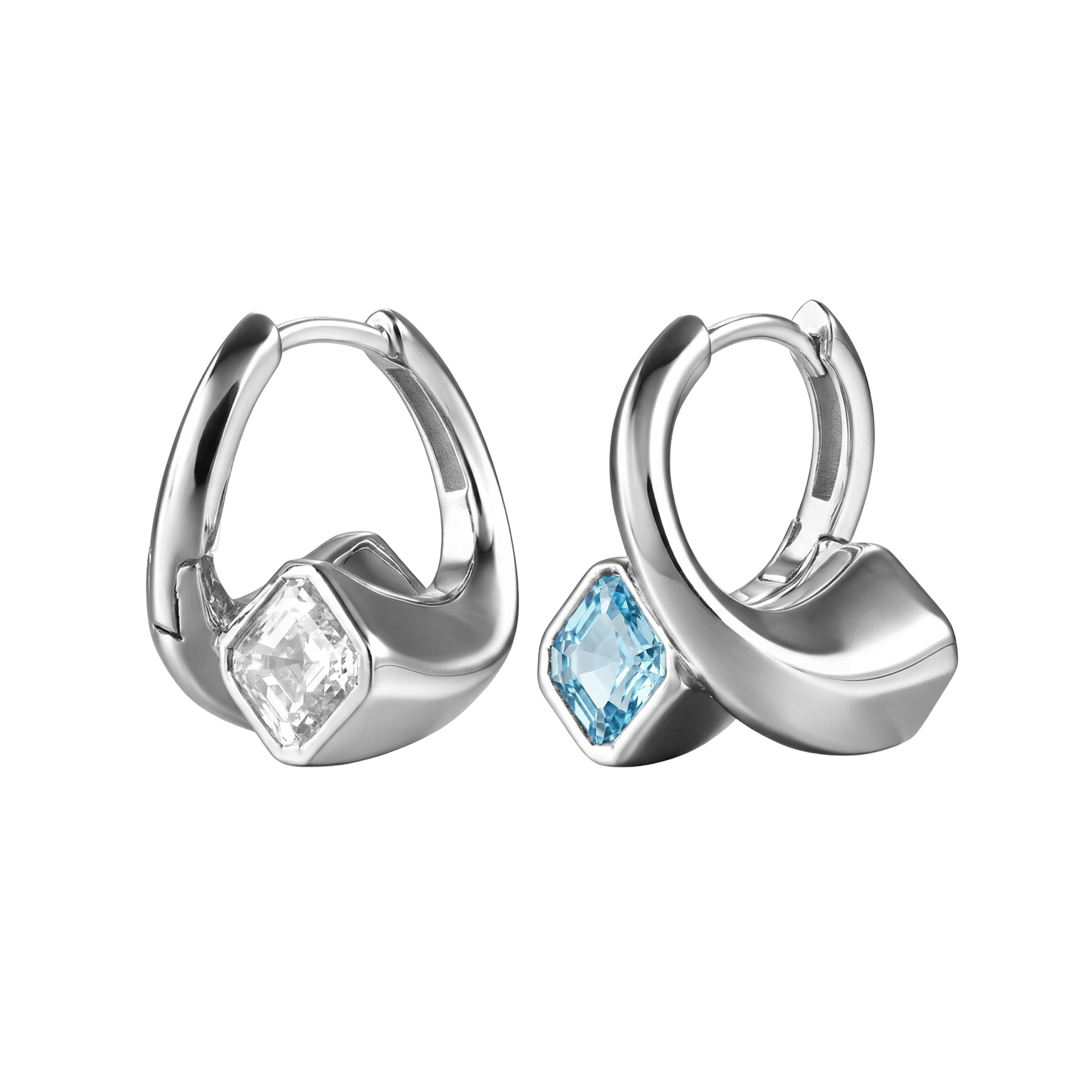 Nova reversible hoop earrings with lgd and aquamarine - Nova reversible hoop earrings with lgd and aquamarine -  The Future Rocks -    1