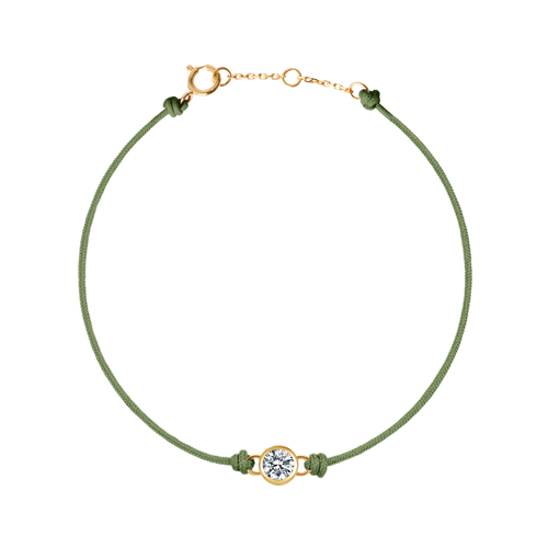  Round brilliant bezel cord bracelet - Khaki Cord Bracelet with Diamond - Valentine's Day Gifts -  The Future Rocks -    1 