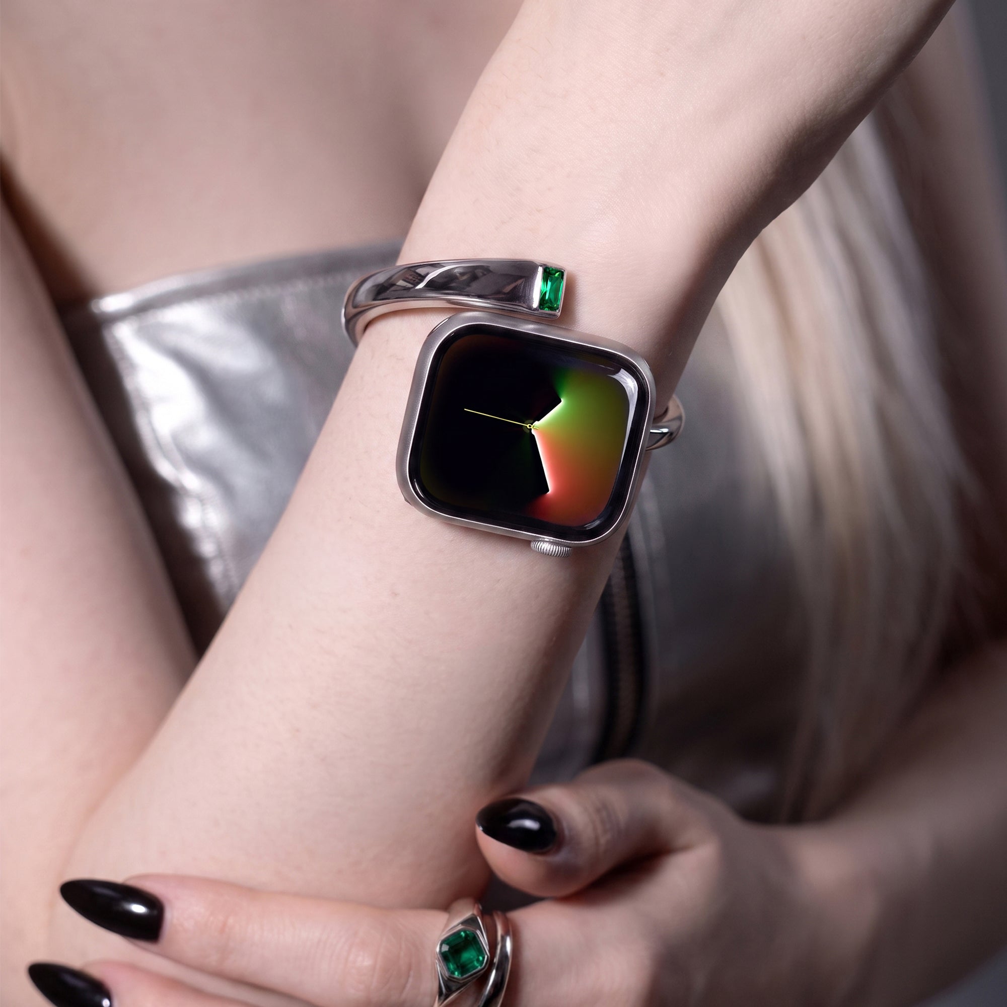 Nova iWatch bangle with emerald - Nova iWatch bangle with emerald -  The Future Rocks -    2